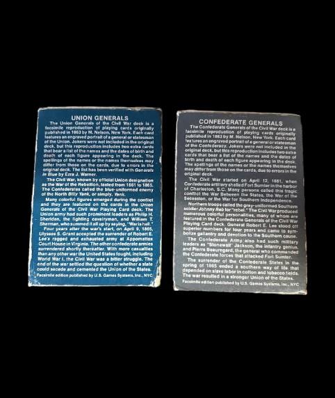 Union Confederate Ulysses S. Grant & Robert E. Lee Vintage Playing Card 2 Pack