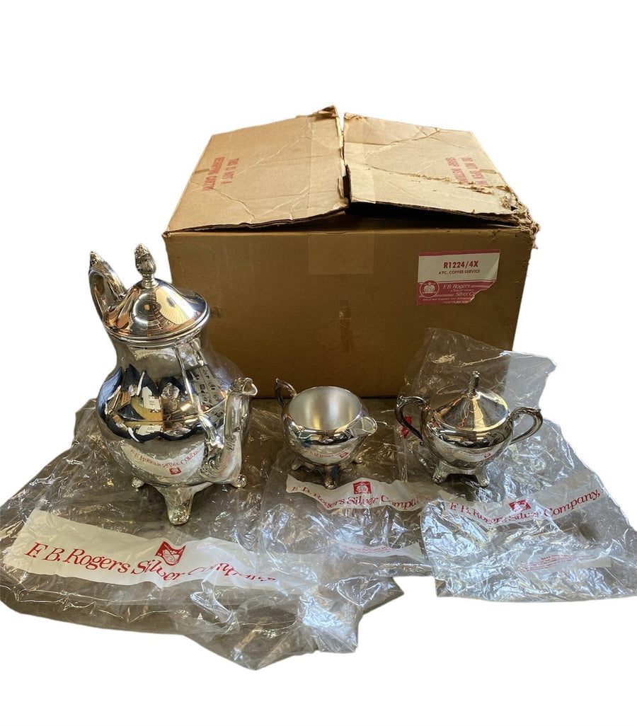 4 pc Coffee Service Antique FB Rogers Vintage R1224/4X Coffee Pot Creamer Sugar