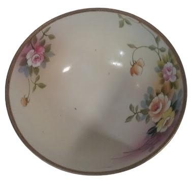 Floral Hand Painted Gold Rimmed Nippon Bowl  Antique Vintage