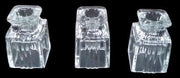 Beautiful Glass Square Candleholders Antique Taper and Votive Vintage Set of 3