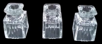 Beautiful Glass Square Candleholders Antique Taper and Votive Vintage Set of 3