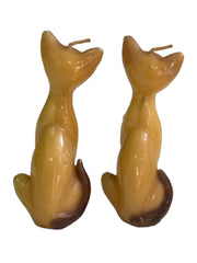 Cat Candles Antique Set of 2 Mid-Century Modern 4" High