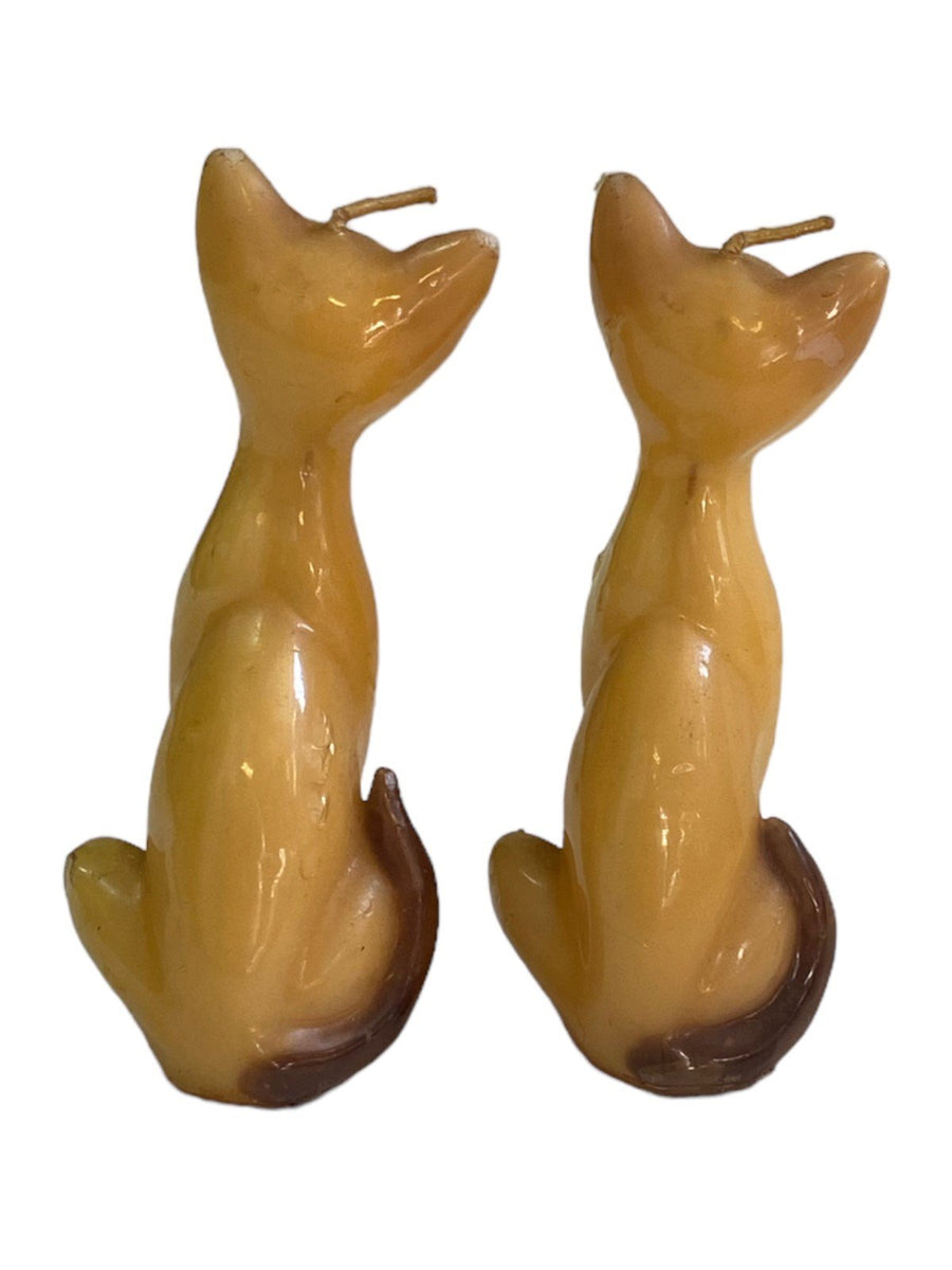 Cat Candles Antique Set of 2 Mid-Century Modern 4" High