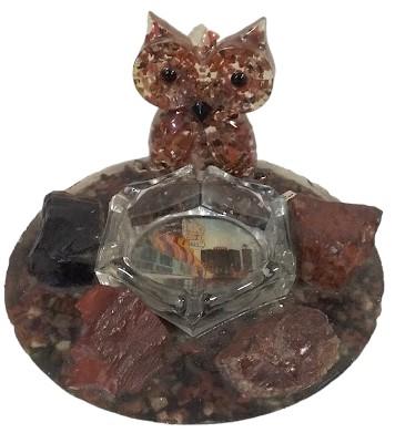 Handcrafted Petrified Wood Owl Ashtray Antique Las Vegas Vintage Westart Product