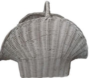 Large White Wicker Basket Shell Shape Vintage with Handle