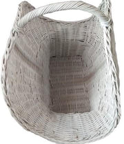 Large White Wicker Basket Shell Shape Vintage with Handle