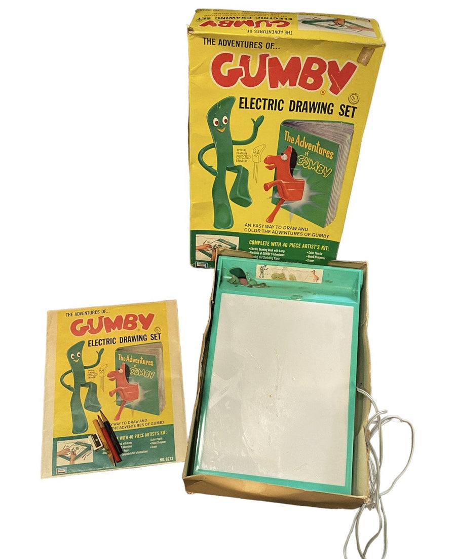 Adventures of Gumby Electric Drawing Set Antique Cord Works Vintage Original Box