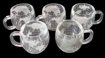 Nestle World Map Antique  Coffee Cups (Set of 4) and Glasses (Set of 8) Vintage