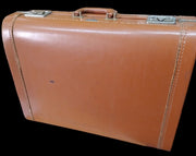LUCE Brown Leather Hardshell Suitcase Vintage Travel