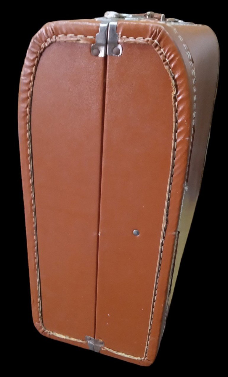 LUCE Brown Leather Hardshell Suitcase Vintage Travel