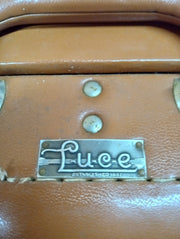 LUCE Brown Leather Hardshell Suitcase Vintage Travel