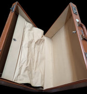 LUCE Brown Leather Hardshell Suitcase Vintage Travel