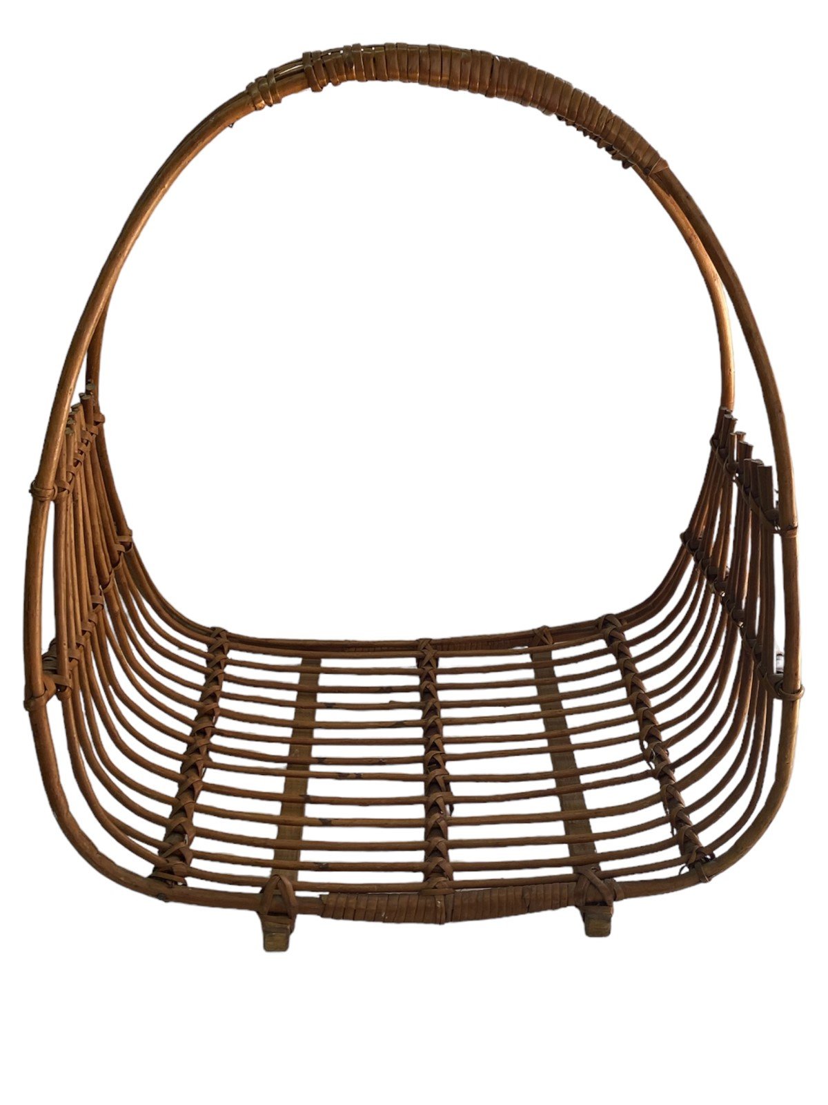 Magazine Rack Antique Boho Vintage Wicker Woven Rattan Newspaper Rack MCM