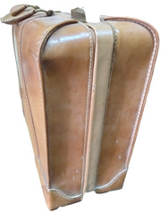 Towne Brown Leather Saddle Double Lock Soft Case Suitcase Vintage Travel