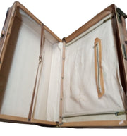 Towne Brown Leather Saddle Double Lock Soft Case Suitcase Vintage Travel