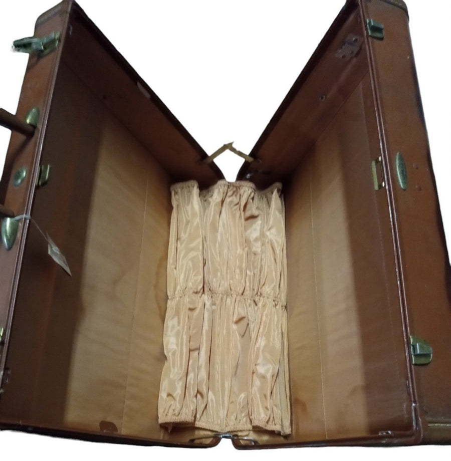 Taperlite Brown Faux Leather Double Latch Suitcase Vintage Travel