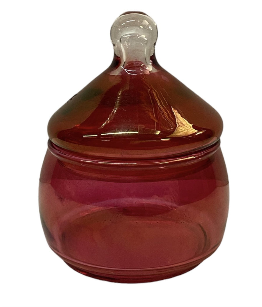 Red Lidded Bowl Antique Imperial Glass Vintage Trinket Bowl Storage Bowl