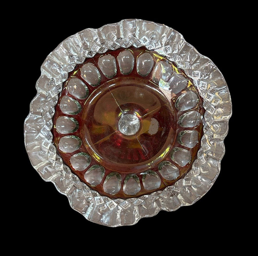 Westmoreland Ruby Red Cranberry Candy Dish Pedestal Glass Bowl Antique Vintage
