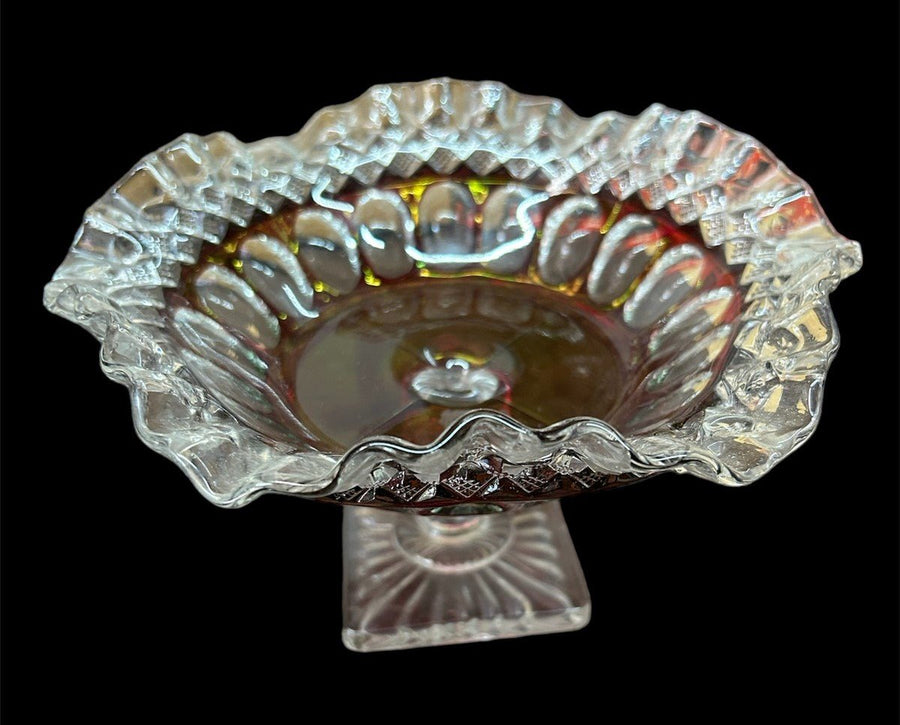 Westmoreland Ruby Red Cranberry Candy Dish Pedestal Glass Bowl Antique Vintage