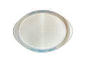 Glas Bake Vintage Blue Thistle Pattern Milk Glass 2 Section Divided Storage Dish