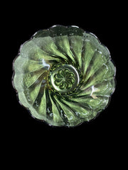 Green Chip Dip Pressed Glass Bowls Antique Hazel Atlas Vintage Metal Bracket