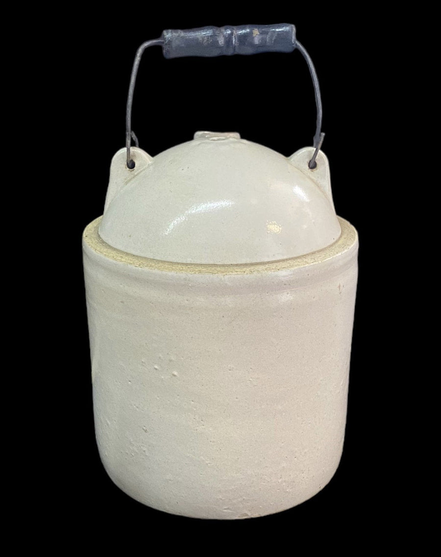 Stoneware Crock Jug With Bail Handle Antique Vintage Decor