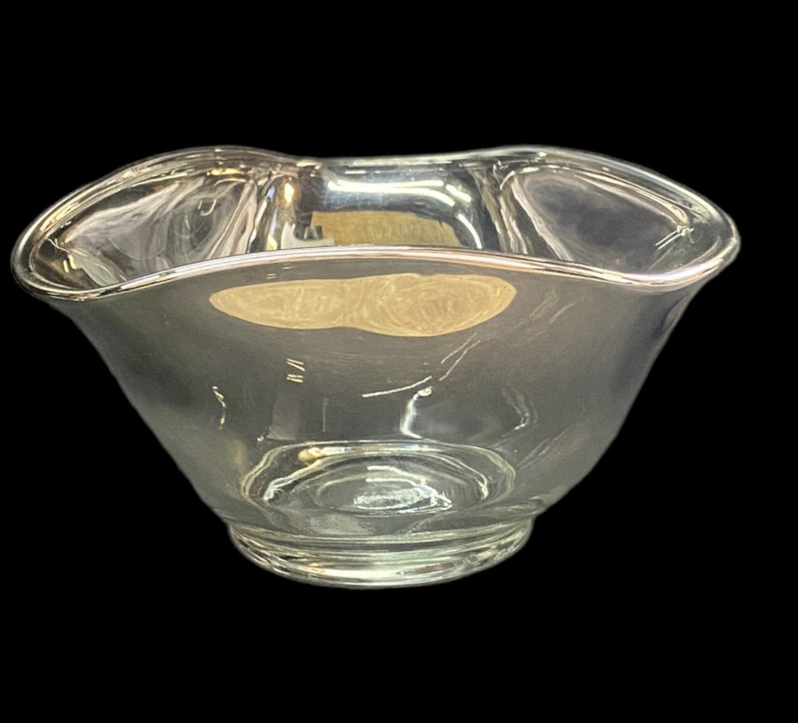 Black Tinted Glass Tricorner Bowl Antique Silver Fade Vintage Set of 2