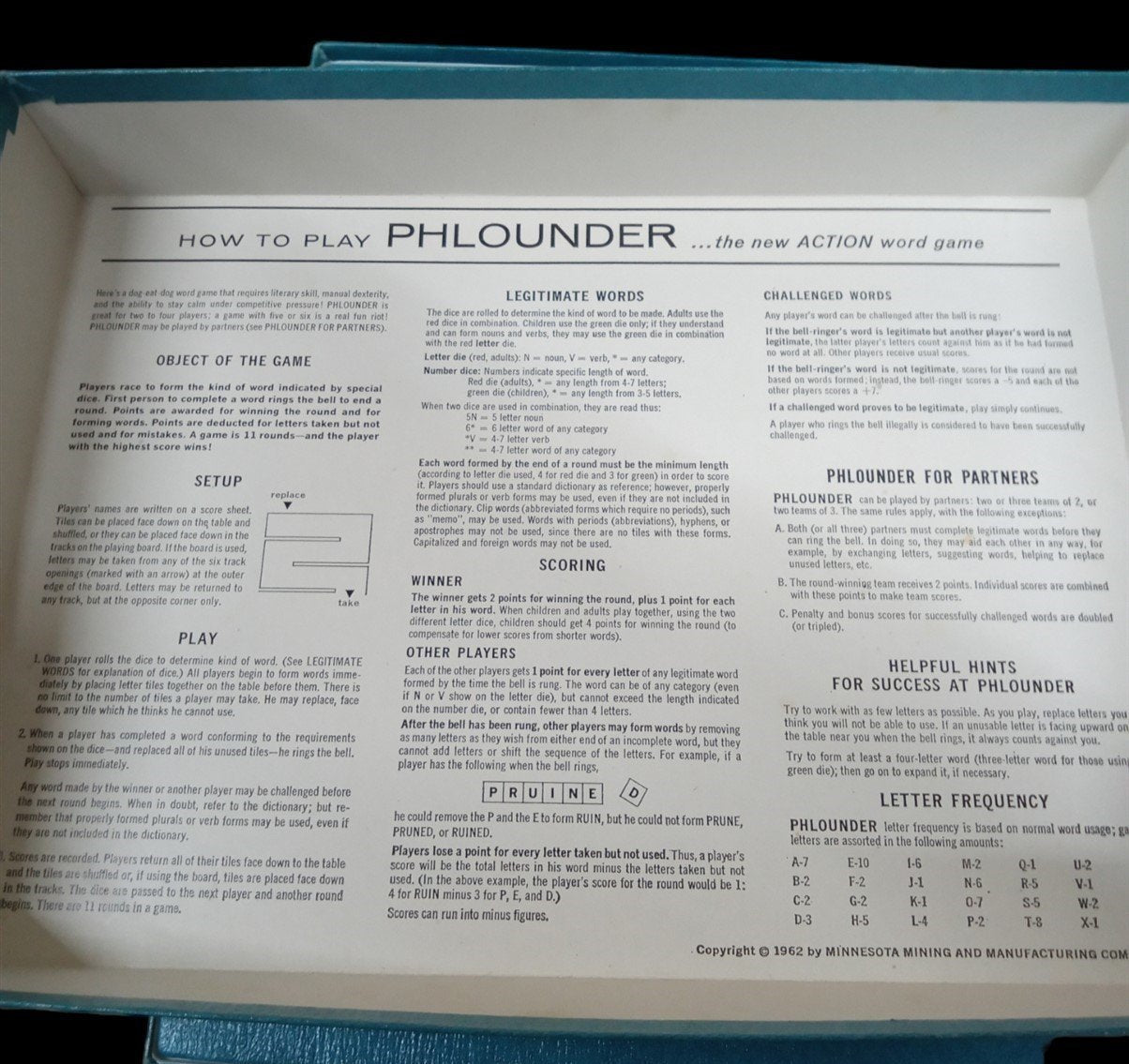 Phlounder Board Game Minnesota Mining and Manufacturing Company Vintage