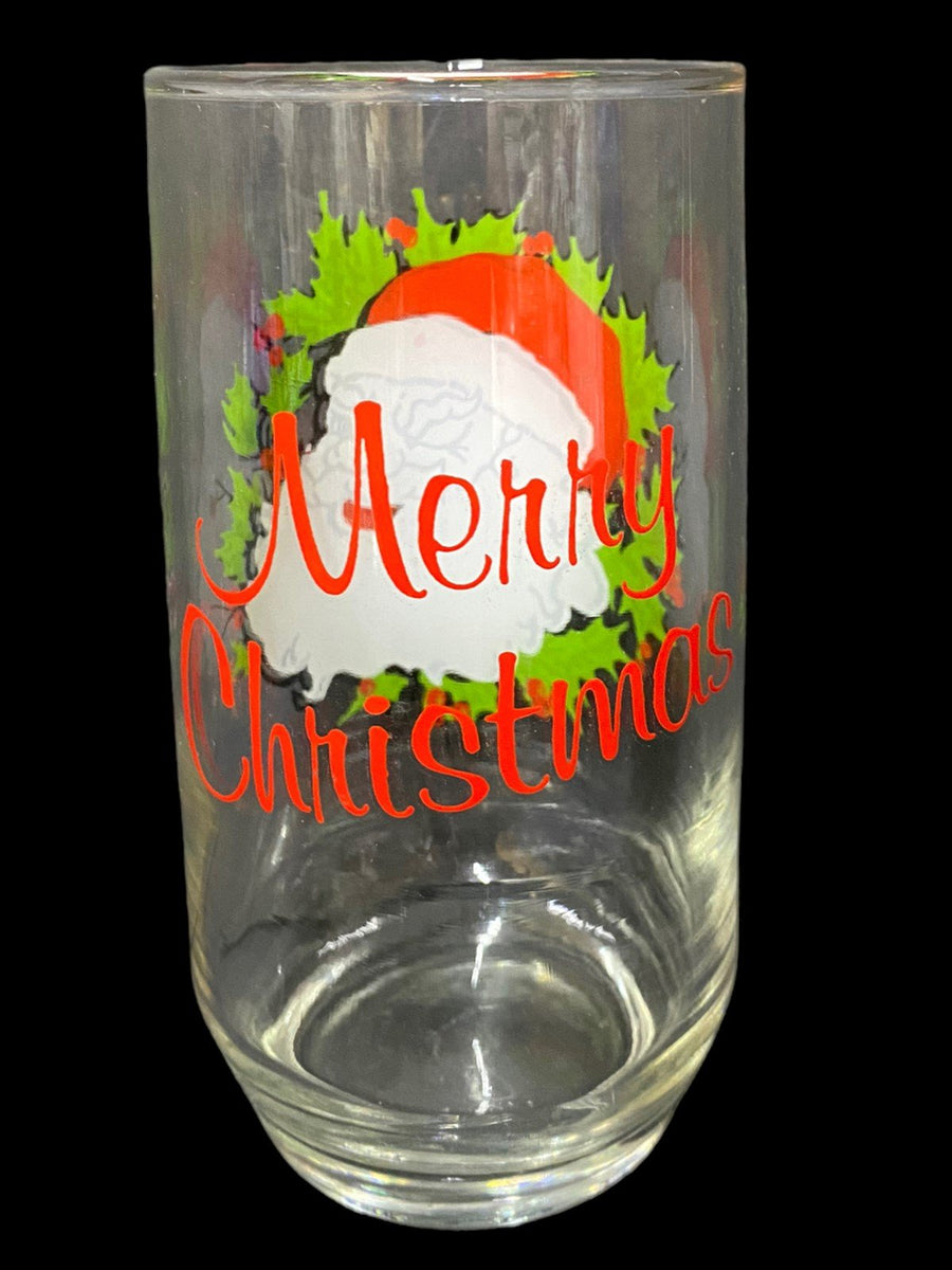 Christmas Glasses 2 Winking Santa 7 Christmas Tree Antique Anchor Vintage Libbey