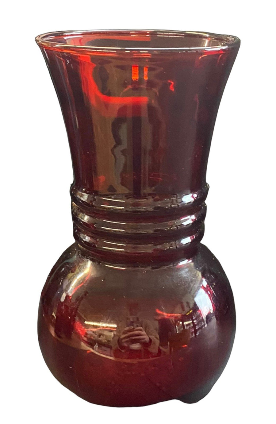 Ruby Red Vases Antique Wheatland Glass Company Vintage Set of 8 Variety of Sizes