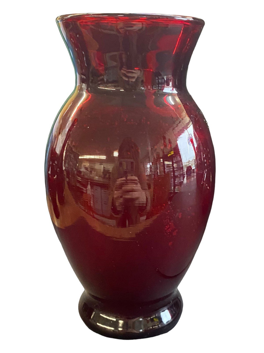 Ruby Red Vases Antique Wheatland Glass Company Vintage Set of 8 Variety of Sizes