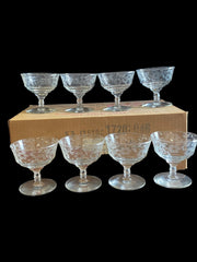 Dessert Goblets Antique Etched Pedestal Vintage Set of 8