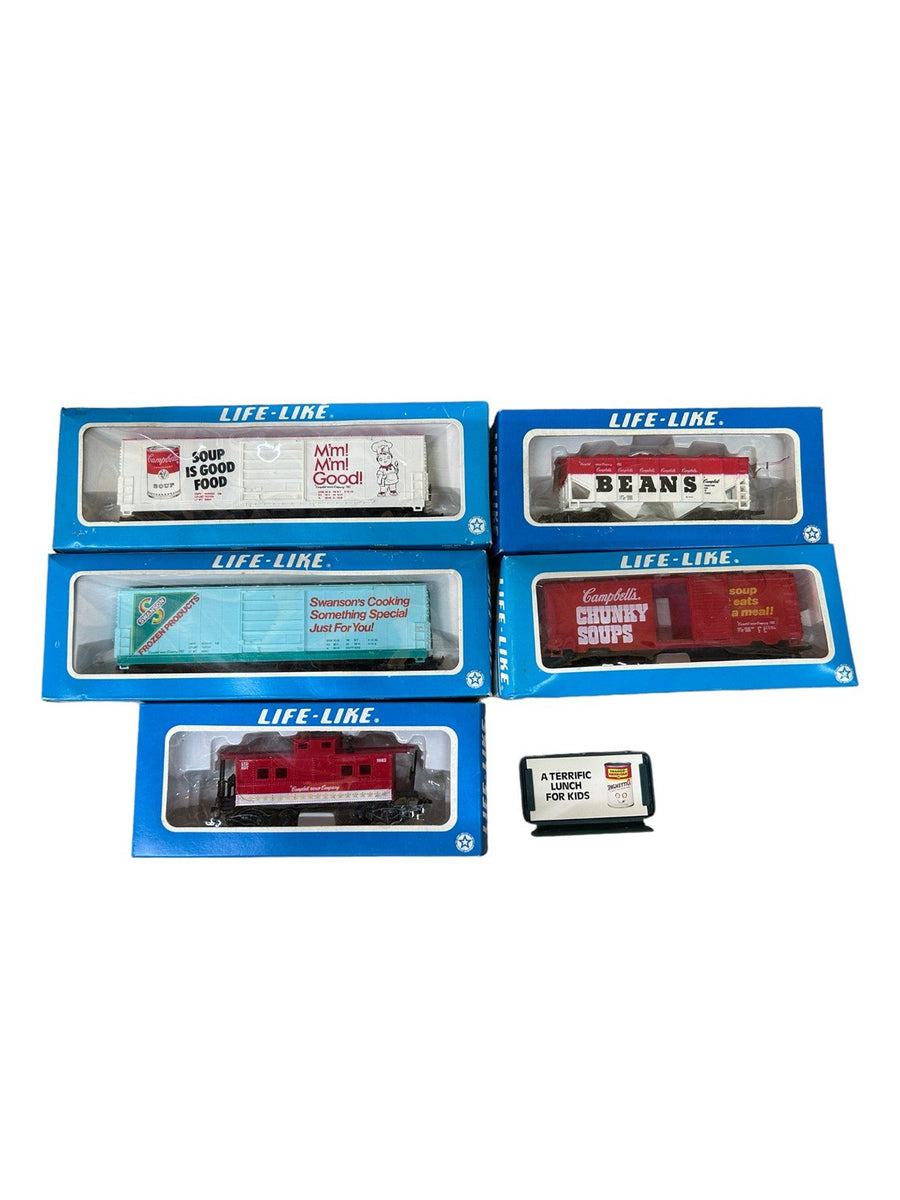 HO Life-Like Campbell's Soup 1982 Train Set Tracks Five Trains In Box Vintage