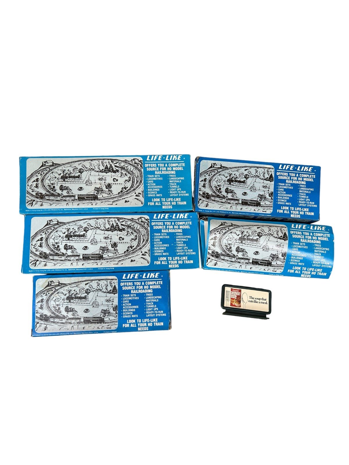HO Life-Like Campbell's Soup 1982 Train Set Tracks Five Trains In Box Vintage