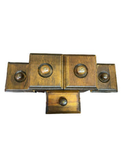 Vintage 5pc MCM Ma Leck Labeled Kitchen Ingredient Wooden Canisters with Lids