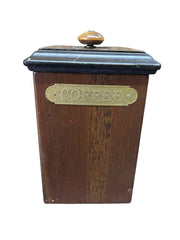 Vintage 5pc MCM Ma Leck Labeled Kitchen Ingredient Wooden Canisters with Lids