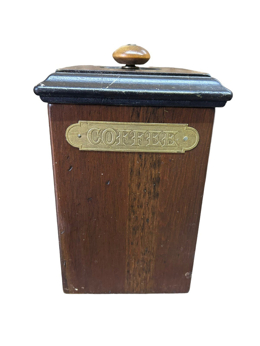 Vintage 5pc MCM Ma Leck Labeled Kitchen Ingredient Wooden Canisters with Lids