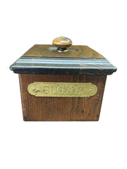 Vintage 5pc MCM Ma Leck Labeled Kitchen Ingredient Wooden Canisters with Lids