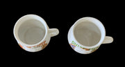 Soup Recipe Mugs Chicken Onion Pair Graphic White Cups Vintage Fine Porcelain