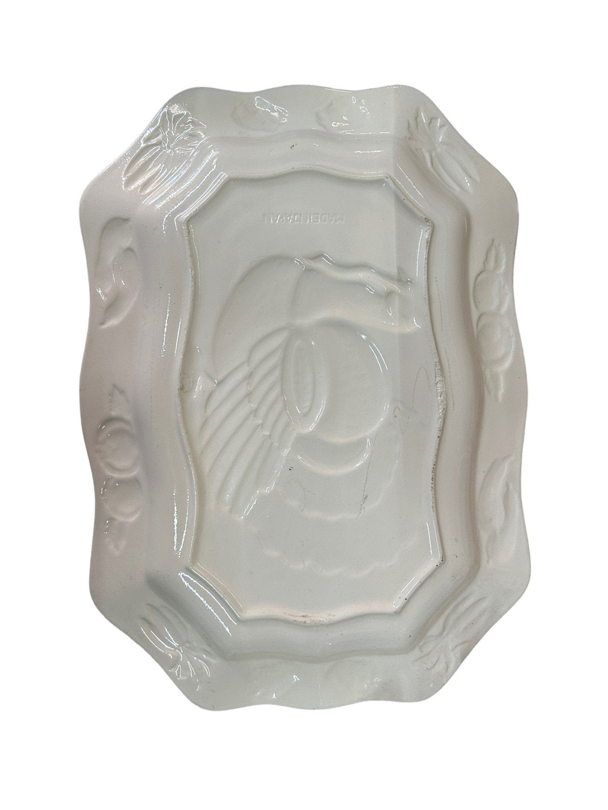 Turkey Embossed Vintage Hand Painted Colorful Ceramic Thanksgiving Tray Platter