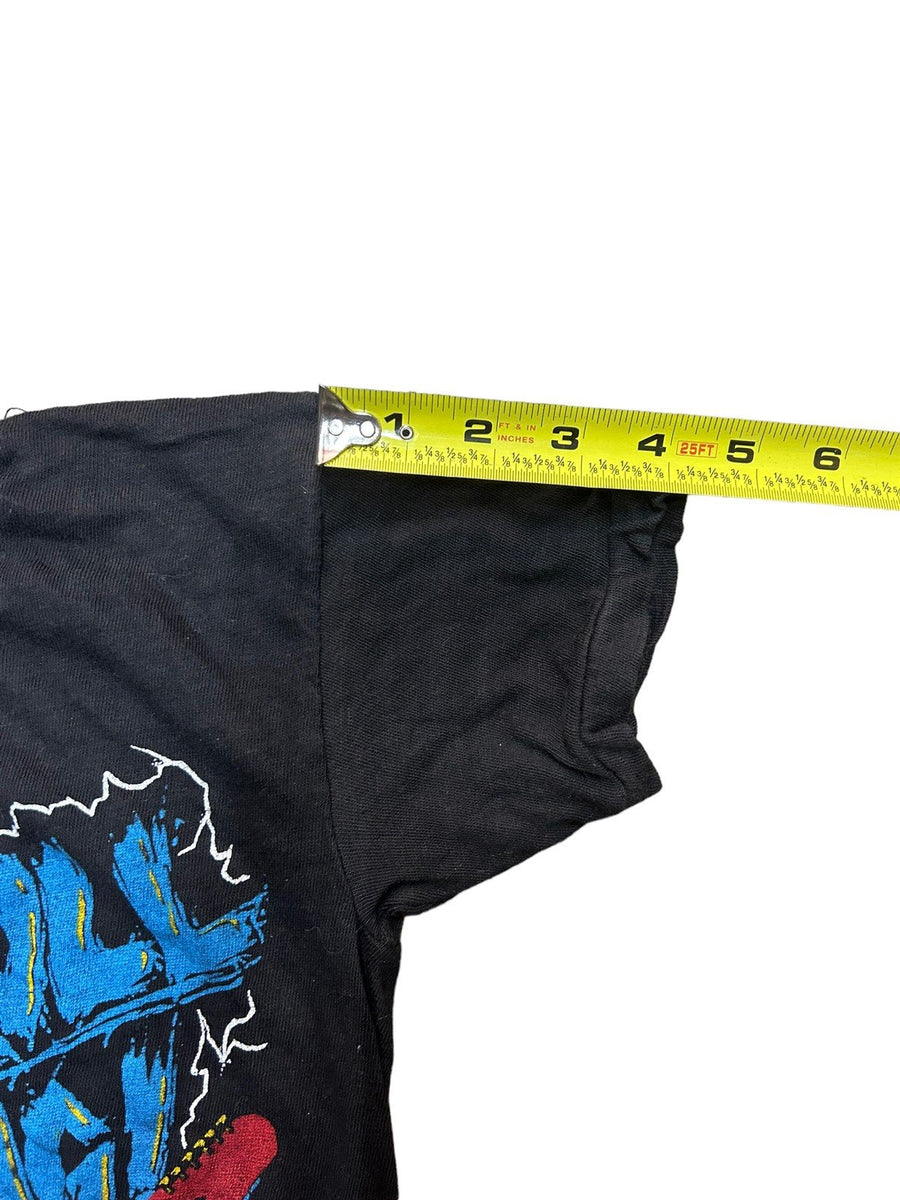 Vintage Y2K Rock is King Stretchy Unisex Boys Rockstar Skeleton Guitar Design