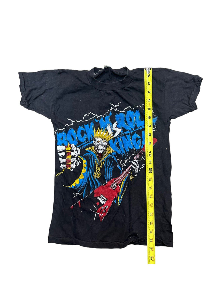 Vintage Y2K Rock is King Stretchy Unisex Boys Rockstar Skeleton Guitar Design