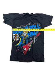 Vintage Y2K Rock is King Stretchy Unisex Boys Rockstar Skeleton Guitar Design