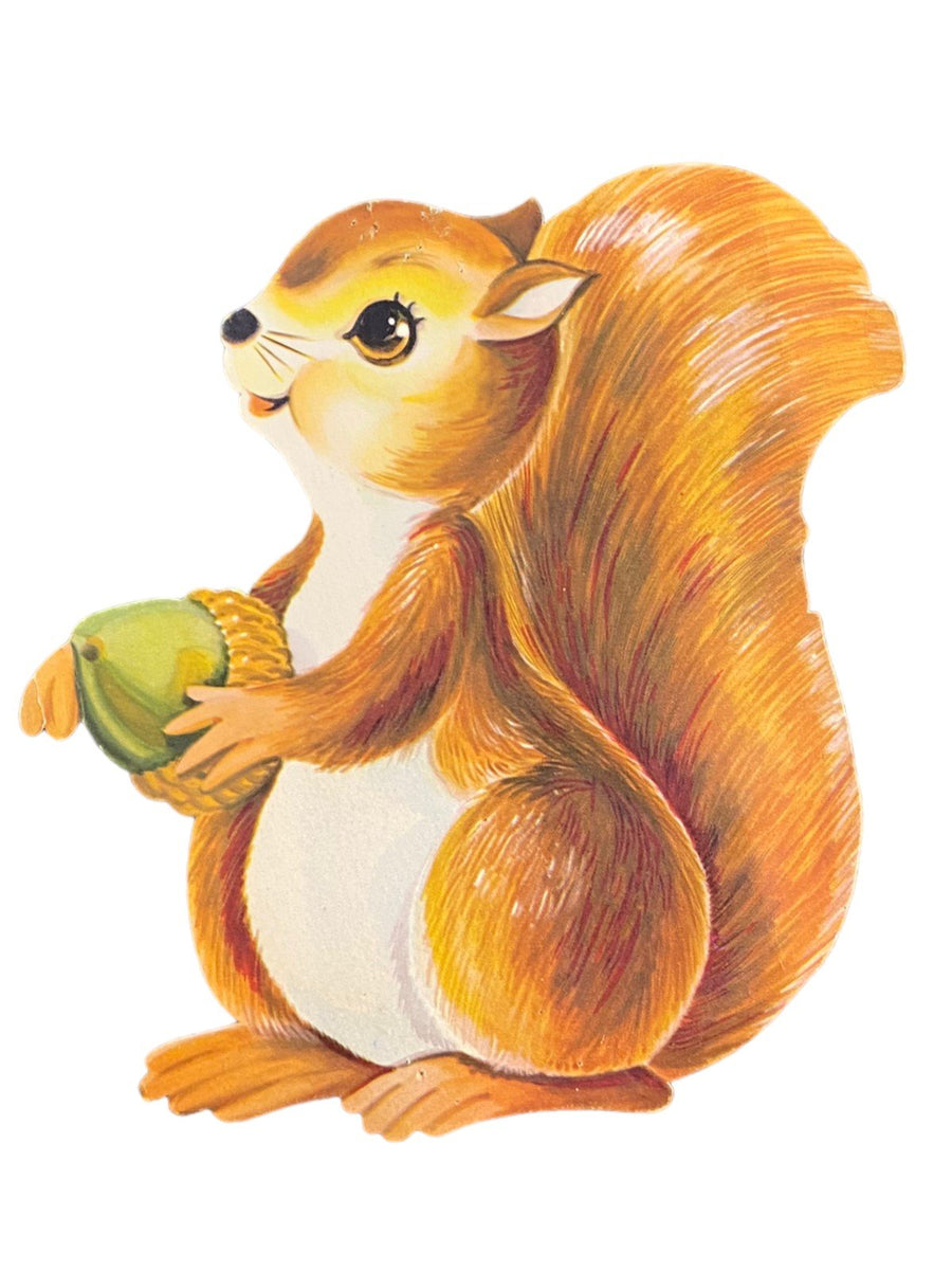 Spring Die Cut Posters Antique Squirrels Set of 2 Vintage Tulips Daffodils