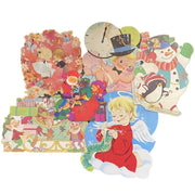 Winter Die Cut Posters Antique Baby New Year Snowman Penguin Vintage Sleighs