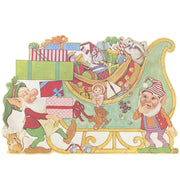 Winter Die Cut Posters Antique Baby New Year Snowman Penguin Vintage Sleighs