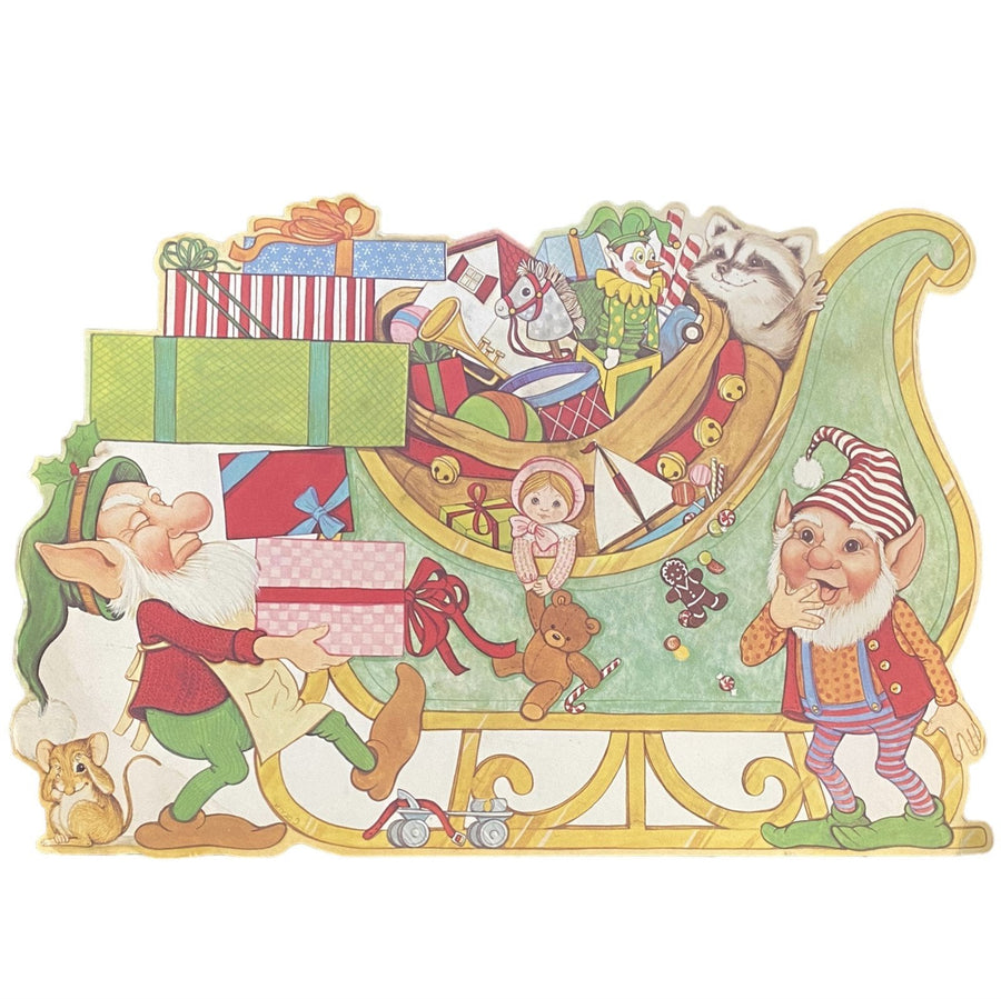 Winter Die Cut Posters Antique Baby New Year Snowman Penguin Vintage Sleighs