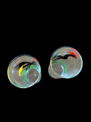 Two Federal Black Crowing Rooster Glasses Tom Collins Cups Cocktail highball