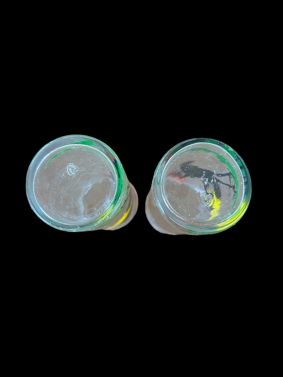 Two Federal Black Crowing Rooster Glasses Tom Collins Cups Cocktail highball