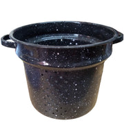 Black Speckled Enamelware Graniteware Blancher/Strainer Vintage Cookware